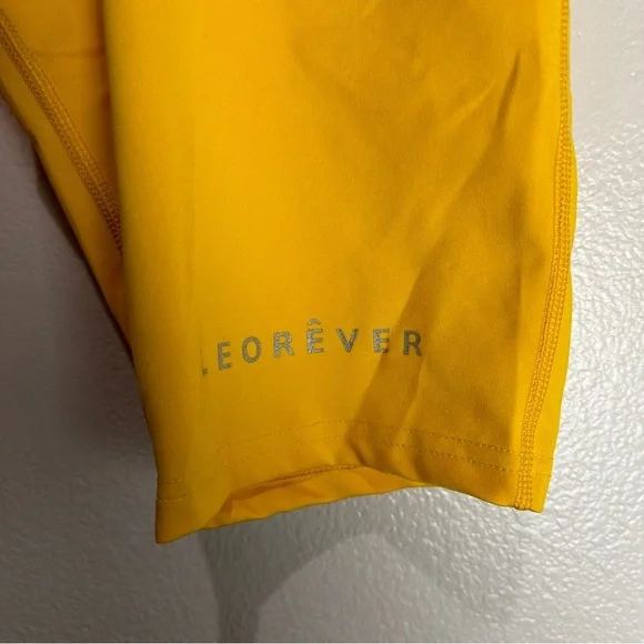 Leomicci Yellow Running Tights Compression Shorts Luxury Activewear Size Small - Picture 2 of 6